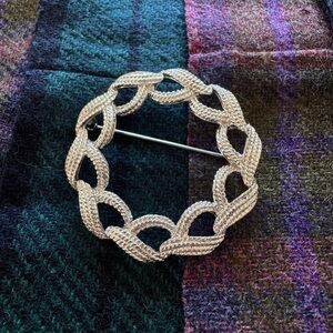 Monet Silver Braided Circle Brooch